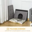 2 az 1-ben macskabarlang lábtartó párnával, fa lábakkal, macskaház, macskakosár, puhán párnázott ottomán, elegáns dizájn, kivehető MDF plüss, szürke, 60 x 45 x 44,5 cm