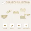 Macskamászófal szett, 4 részes, macskalépcsővel, függőággyal, platformmal és kaparófával, bézs