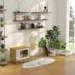 Macskabarlang TV dizájnban, játékkal, mosható párnával, 50 cm x 28 cm x 43 cm, tölgy + bézs + fehér
