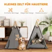 Tipi sátor háziállatoknak, tipi dizájnú kisállatfekhely, macskasátor párnával, kutyafekhely alváshoz, macskafekhely, szürke
