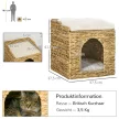 Vízijácintfűből készült macskabarlang, 2 fekvőfelülettel, 2 mosható párnával, natúr + fehér színben