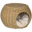 Rattan macskakosár, kétszintes macskafekhely, macskakosár párnával, bejárati ajtó 3,5 kg alatti macskáknak, Ø40 x 30 cm
