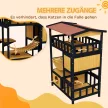  Katzenhaus, Katzenparadies mit Plattformen, Hängebrücke und Katzenhöhlen, für bis zu 2 Katzen geeignet, Holz