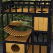  Katzenhaus, Katzenparadies mit Plattformen, Hängebrücke und Katzenhöhlen, für bis zu 2 Katzen geeignet, Holz
