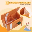  Katzenhaus Outdoor-Katzenhaus Katzenhütte, wetterbeständig, 1 Fenster, 1 Eingang, 85 x 50 x 68,5 cm, Orange+Grün