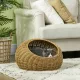 Macskabarlang mosható párnával, maximum 4 kg-os állatoknak, beltéri használatra, műrattan, Ø50 x 31 cm, világosbarna