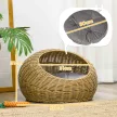 Macskabarlang mosható párnával, maximum 4 kg-os állatoknak, beltéri használatra, műrattan, Ø50 x 31 cm, világosbarna