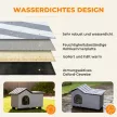  Katzenhaus Wasserabweisend Katzenhütte mit Abnehmbar Satteldach Wärmeisolierung Plattform 70x43x45 cm Oxforfstoff Grau