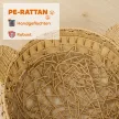 Rattan macskafekhely, macskabarlang levehető párnával, macskakosár 10 kg-os macskáknak, 50 x 50 x 25 cm, világosbarna
