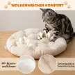 Rattan macskafekhely, macskabarlang levehető párnával, macskakosár 10 kg-os macskáknak, 50 x 50 x 25 cm, világosbarna