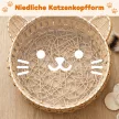 Rattan macskafekhely, macskabarlang levehető párnával, macskakosár 10 kg-os macskáknak, 50 x 50 x 25 cm, világosbarna
