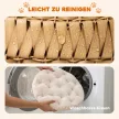 Rattan macskafekhely, macskabarlang levehető párnával, macskakosár 10 kg-os macskáknak, 50 x 50 x 25 cm, világosbarna
