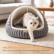  Katzenbett Plüsch Katzenhöhle mit abnehmbarem Kissen, Rutschfester Boden, Waschbar Katzenkorb, für Katzen bis 5 kg, Grau