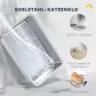Macskaalom doboz, rozsdamentes acél, XL belsővel, kanállal, világosszürke