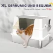 Macskaalom doboz, rozsdamentes acél, XL belsővel, kanállal, világosszürke