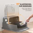  Katzenklo Edelstahl mit Abnehmbar Deckel XL 92L für große Katzen 3 in 1 mit Schaufel hoher Ränder