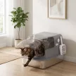  Katzenklo Edelstahl mit Abnehmbar Deckel XL 92L für große Katzen 3 in 1 mit Schaufel hoher Ränder