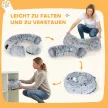 Macska alagút, plüss anyagból, párna, összecsukható, fém keret, macskabarlang, világosszürke