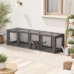  Katzentunnel Katzenspielzeug aus Holz mit 3 Türen, erweiterbar Spieltunnel für Katzen bis 10 kg, 151,5 x 38,5 cm Grau