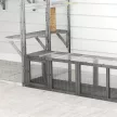  Katzentunnel Katzenspielzeug aus Holz mit 3 Türen, erweiterbar Spieltunnel für Katzen bis 10 kg, 151,5 x 38,5 cm Grau