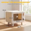 Katzenhaus im TV-Design, Katzenhöhle mit Hängematte und Spielball, Sisal-Kratzmatte, für Katzen bis 7 kg 50 x 33 x 42 cm
