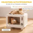 Katzenhaus im TV-Design, Katzenhöhle mit Hängematte und Spielball, Sisal-Kratzmatte, für Katzen bis 7 kg 50 x 33 x 42 cm