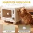 Katzenhaus im TV-Design, Katzenhöhle mit Hängematte und Spielball, Sisal-Kratzmatte, für Katzen bis 7 kg 50 x 33 x 42 cm