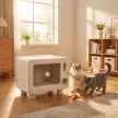 Katzenhaus im TV-Design, Katzenhöhle mit Hängematte und Spielball, Sisal-Kratzmatte, für Katzen bis 7 kg 50 x 33 x 42 cm