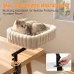  Katzen-Schreibtischbett, Katzenbett für Schreibtisch mit 360°Drehung, Hängeball verstellbare Klemme für Katze unter 6 kg