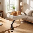  Katzen-Schreibtischbett, Katzenbett für Schreibtisch mit 360°Drehung, Hängeball verstellbare Klemme für Katze unter 6 kg