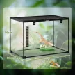 Terrárium hüllőknek, Hüllőetető Doboz, Üveg Terrárium Kétéltűeknek és Pókoknak Hőmérővel, Hüllő Tenyészdoboz Csigáknak, Kétéltűeknek, Rovaroknak és Teknősöknek, Fekete, 50 x 30 x 35 cm