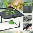 Terrárium hüllőknek, Hüllőetető Doboz, Üveg Terrárium Kétéltűeknek és Pókoknak Hőmérővel, Hüllő Tenyészdoboz Csigáknak, Kétéltűeknek, Rovaroknak és Teknősöknek, Fekete, 50 x 30 x 35 cm