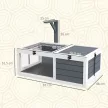 Teknősház, hüllődoboz 2 rekesszel, fedéllel, műanyag tálcákkal, ablakkal, fa, szürke