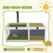 Teknősház, hüllődoboz 2 rekesszel, fedéllel, műanyag tálcákkal, ablakkal, fa, szürke