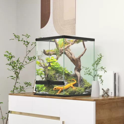 Terrárium, üvegház, zárható, kábelrendezővel, 45x45x60cm, fekete