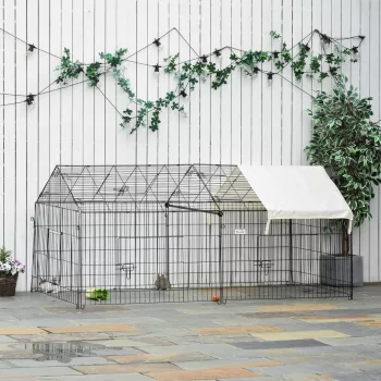   Kisállatoknak való játszókarám, kültéri kifutó, 4 földcövek, 220 cm x 103 cm x 103 cm, fekete + bézs