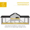  Kleintierstall mit 2 Freiluftgehegen Asphaltdach Tannenholz Grau + Schwarz