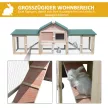  Kleintierstall mit 2 Freiluftgehegen Tannenholz Grau + Schwarz