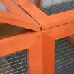 Kültéri kifutó kisállatoknak, zsanéros tető, fenyőfa, narancssárga