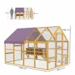 Fa tyúkól kifutóval, biztonsági zárral, ajtóval, 4 fészkelőládával, 8-12 csirkének, kb. 2,8 x 1,8 x 1,9 m, sárga