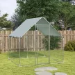 Horganyzott acél csirkeól időjárásálló UV tetőborítással és zárható ajtóval, 2x2x2 m, ezüst színű