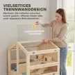 Fa hörcsögketrec, 3 szint, rágcsálóketrec, kisállat-ketrec kunyhókkal, libikókákkal, rámpákkal, itatókkal, 68x61,5x90 cm, natúr fa
