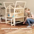Fa hörcsögketrec, 3 szint, rágcsálóketrec, kisállat-ketrec kunyhókkal, libikókákkal, rámpákkal, itatókkal, 68x61,5x90 cm, natúr fa