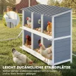 Csirkefészkelőláda, magasított fa csirkefészek 6 rekesszel, 2 ülőrudakkal kisállat-ketrechez 102 x 50 x 91 cm, szürke