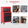 Szerszámos szekrény szerszámosládával, kerekeken, 6 fiókkal, fém, piros