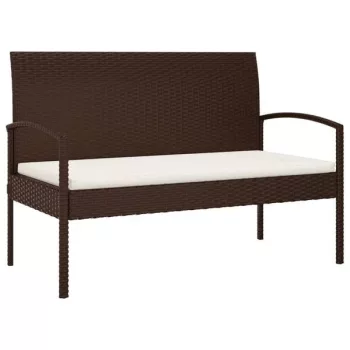 Barna polyrattan kerti pad párnával 105 cm