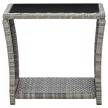 Szürke polyrattan és üveg dohányzóasztal 45 x 45 x 40 cm