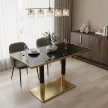 Bisztró asztal étkezőbe, fekete márvány/fekete/arany, 120x70 cm, DARIAN