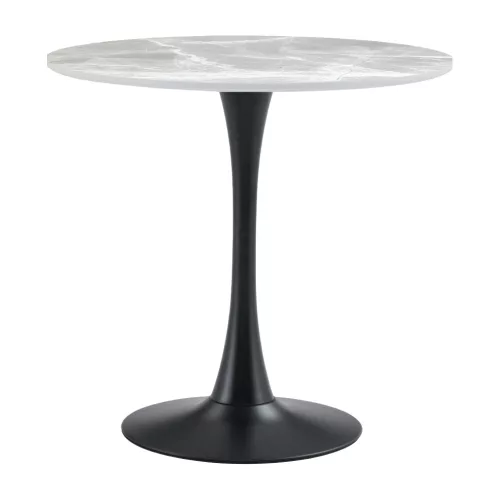 Étkezőasztal, szürke márvány/fekete, átmérő 90 cm, LORIAN TYP 1