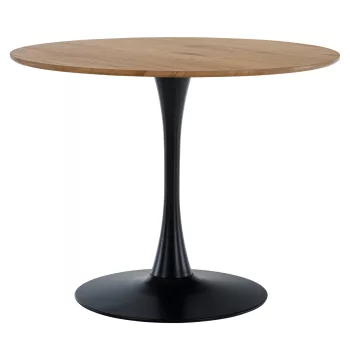  Étkezőasztal, tölgy/fekete, átmérő 110 cm, REVENTON NEW